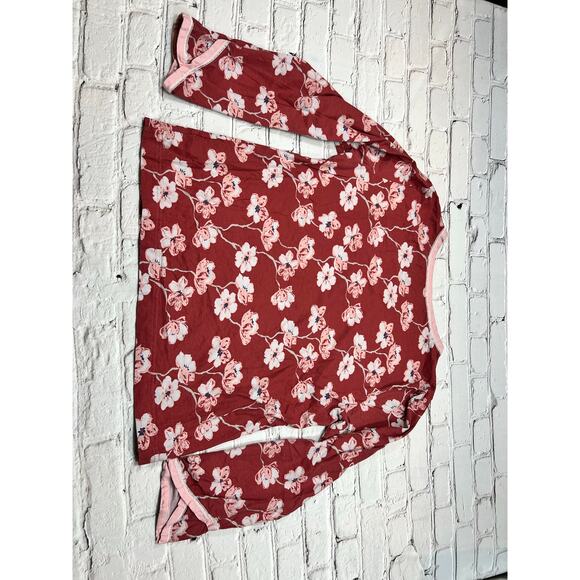 Garnet Hill Pajamas Asian wrap Green Cotton Cherry Blossom Size M A554 - Picture 6 of 8